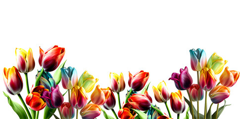 AI generative tulips isolated on white - obrazy, fototapety, plakaty