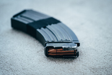 Loaded assault rifle magazines. Caliber 7.62 x 39. cartridges for AK 47