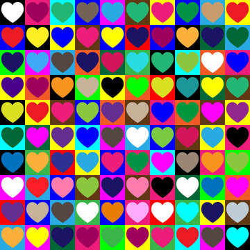cute design of colored cubes with hearts