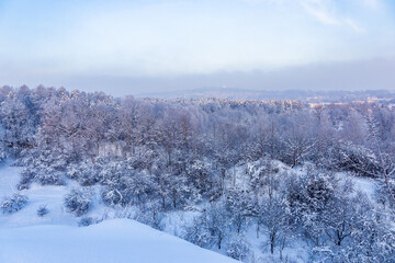 Winter view from the hill in Krakow, Poland
