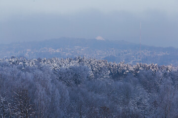 Winter view of the mound in Krakow, Poland
