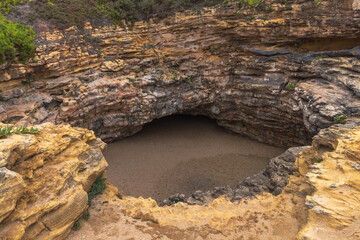 Top view of the Forno de Orca cave in Nazaré, Portugal