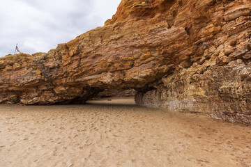 Front view of the Forno de Orca cave in Nazaré, Portugal