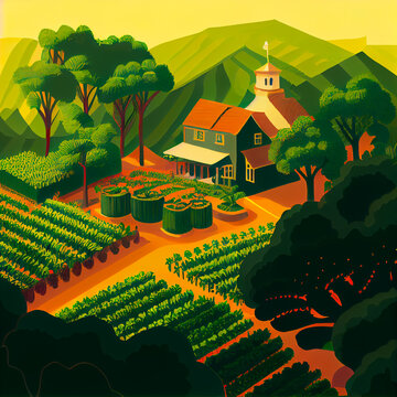 Sustainable plantation illustration, Farm, Agribusiness © Amstalden