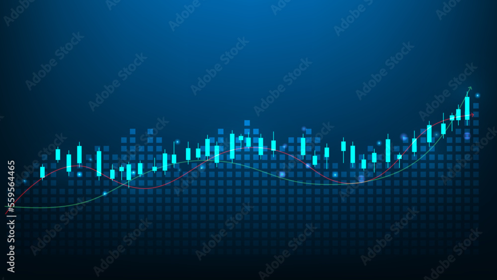 Canvas Prints business investment graph growth on blue dark background. stock market trading success. arrow income