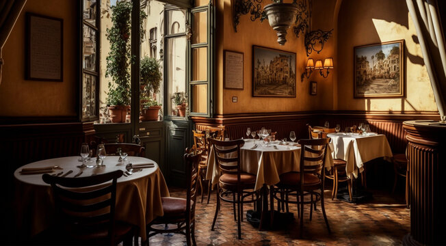 Generative AI illustration of italian restaurant