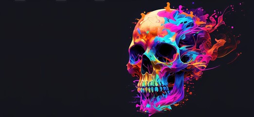 Colorful Rainbow Skull - Colorful polychromatic electricity in a broad spectrum for autism spectrum and LGBTQIA representation. Generative AI splattered with color