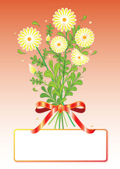 Bouquet, floral greeting card with flowers. Vector and jpg. Frame for your text.