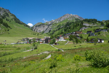 Fototapeta na wymiar The Village of Stuben am Arlberg, State of Vorarlberg, Austria