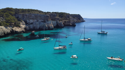 boats in the bay of menorca