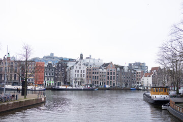 Fototapeta na wymiar Canal view in amsterdam netherlands.