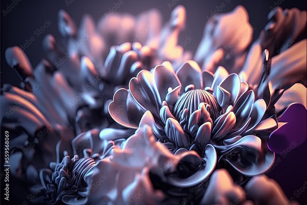 Poster a close up of a flower with a purple background and a black background with a white border and a pur