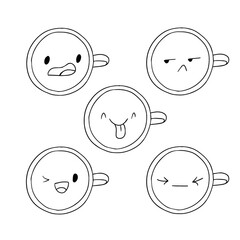 latte art, pattern in a cup of coffee (set, collection)