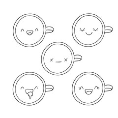 latte art, pattern in a cup of coffee (set, collection)