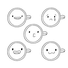 latte art, pattern in a cup of coffee (set, collection)