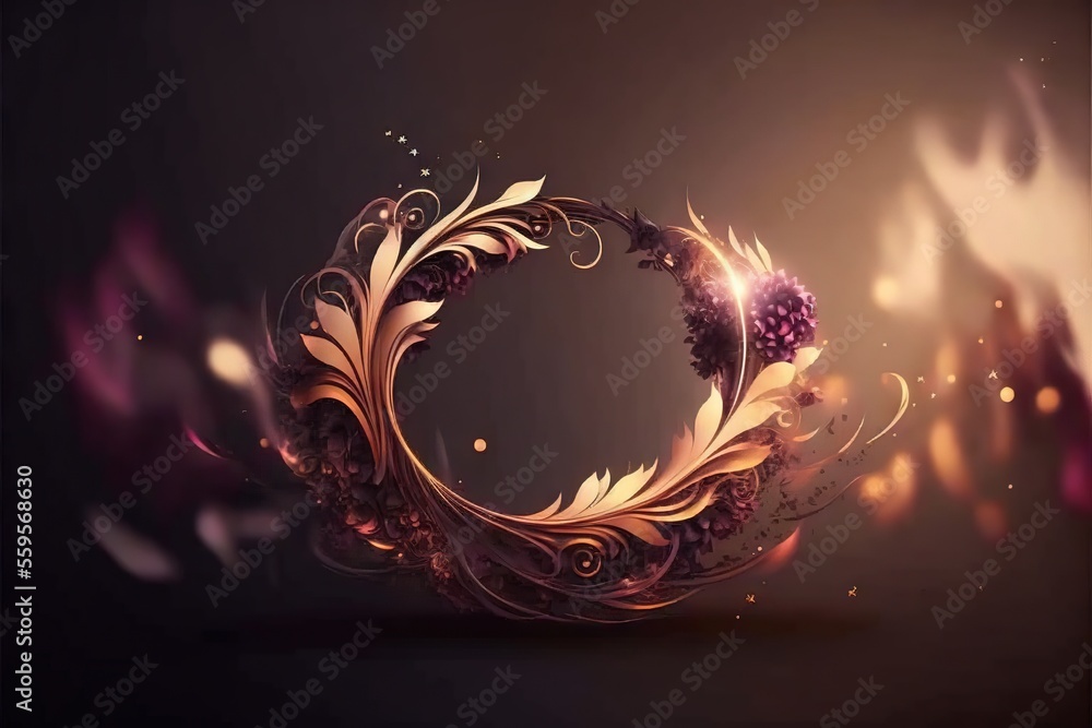 Poster a circular object with a flower design on it's side and a light shining through it's center, in the 