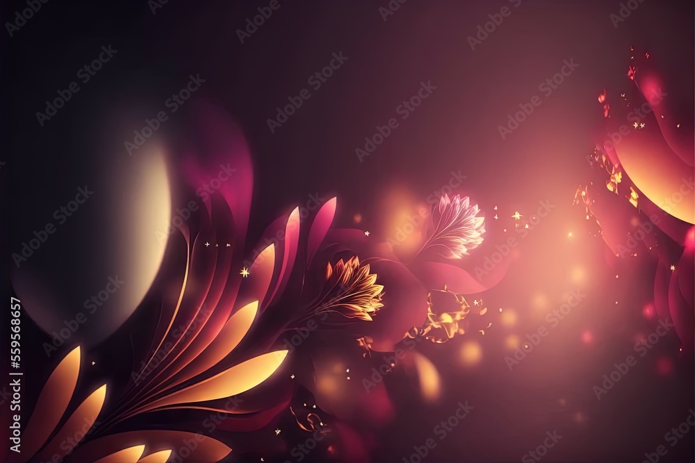 Poster a dark background with a bunch of flowers on it and a light shining down on the flowers and the peta