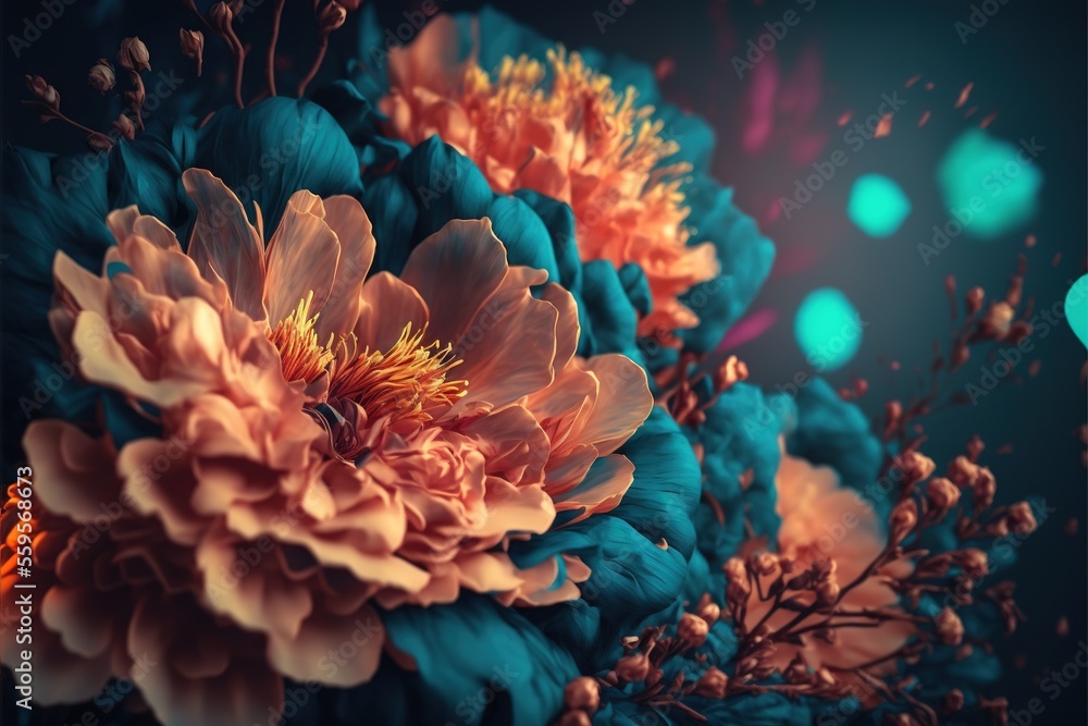 Poster a close up of a flower with a blurry background behind it and a blurry background behind it, with a 