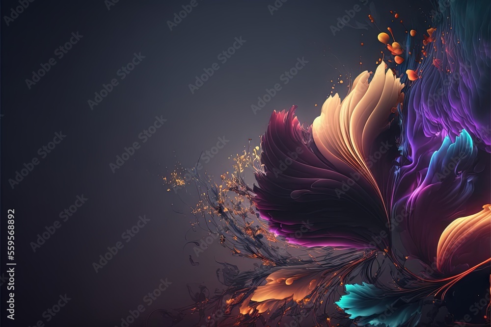 Poster a colorful flower with a dark background and a black background with a white border and a blue borde