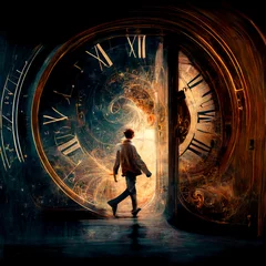 Foto op Canvas Time travel. Jump into the time portal in hours. High quality illustration © NeuroSky