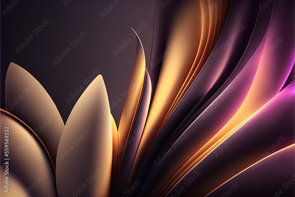Poster a computer generated image of a flower with a purple background and a gold and purple design on the 