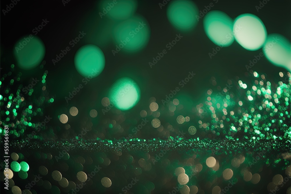 Aufkleber a blurry photo of a green background with small circles of light on it and a black background with a