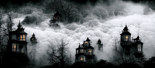 gothic and spooky abstract buildings