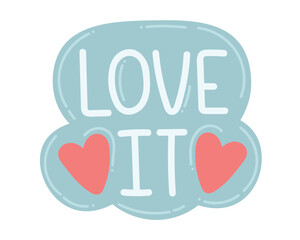 Doodle Flat Clipart. Vector sticker with lettering. All Objects Are Repainted.