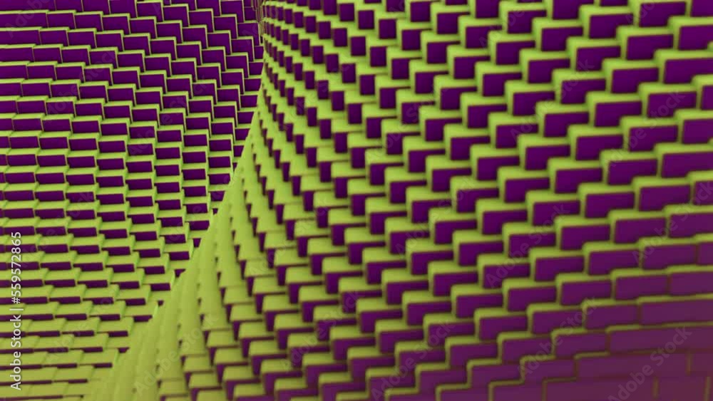 Poster cyber distortion in geometric space. design. 3d squares in moving spatial fracture. virtual spiral o