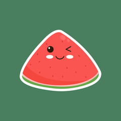 watermelon sticker with different emotions vector