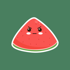 watermelon sticker with different emotions vector