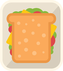 Sandwich airline food icon flat vector. Flight meal. Air plane isolated