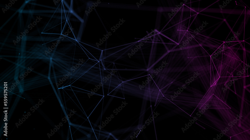 Poster Abstract plexus geometry background. Digital technology network connection concept. 3D rendered illustration.