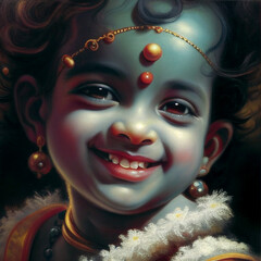 baby Krishna Kaanha maakhan chor murli manohar kanhaiya vishnu avatar murli bankey bihari yaduvanshi baal krishna indian God, generative AI