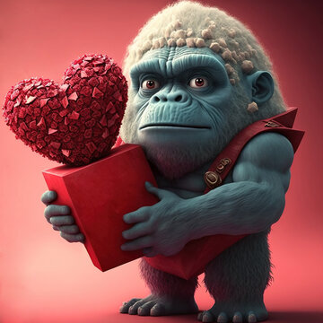 Blue gorilla in love - Generative AI
