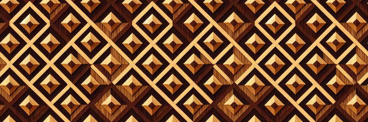 Natural wooden background, grunge parquet, flooring design seamless texture geometric pattern. Isometric background. Seamless repeat pattern for wallpapers, banners, web. illustration	
