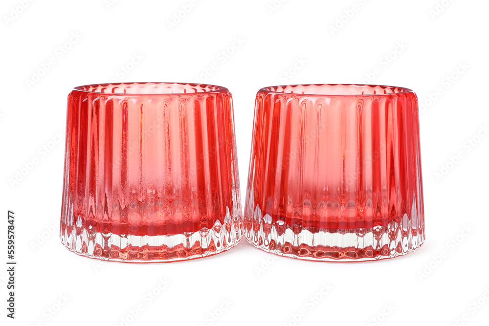 Wall mural Beautiful clean empty glasses on white background - Wall murals