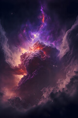 purple galaxy cloud nebula, creation universe stars,  colorful background, illustration digital generative ai design art style