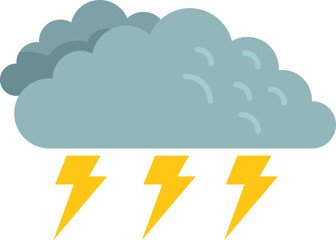 Thunder storm icon flat vector. Cloudy weather. Rain forecast isolated