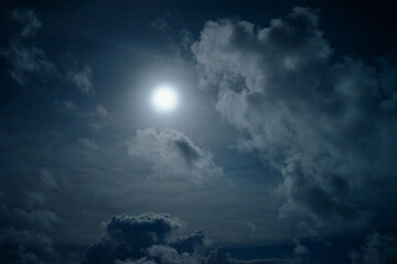 Naklejka na ściany i meble Moon in the night sky, Great super moon in sky during the dark night.