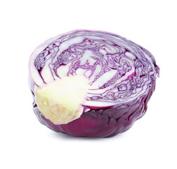 Half of fresh red cabbage isolated on white