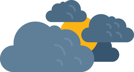 Cloudy sun icon flat vector. Cold sunshine. Hot sky isolated