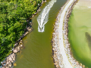 Aerial view of Barra da Lagoa canal