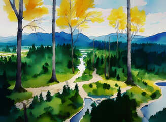 forest stream illustration 3