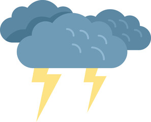 Thunderstorm icon flat vector. Cloud rain. Storm forecast isolated