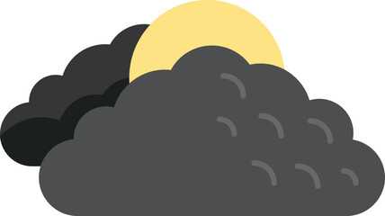 Night moon cloud icon flat vector. Cold sunshine. Sky overcast isolated