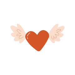 Heart and wings. Vector cartoon hand drawn illustration.