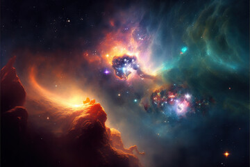 Fototapeta na wymiar colorful space background, galaxy, created with generative ai technology