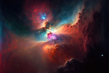 Obraz na płótnie Canvas colorful space background, galaxy, created with generative ai technology