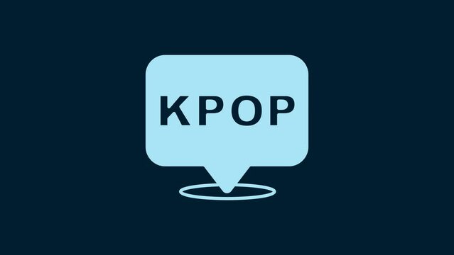 White K-pop icon isolated on blue background. Korean popular music style. 4K Video motion graphic animation